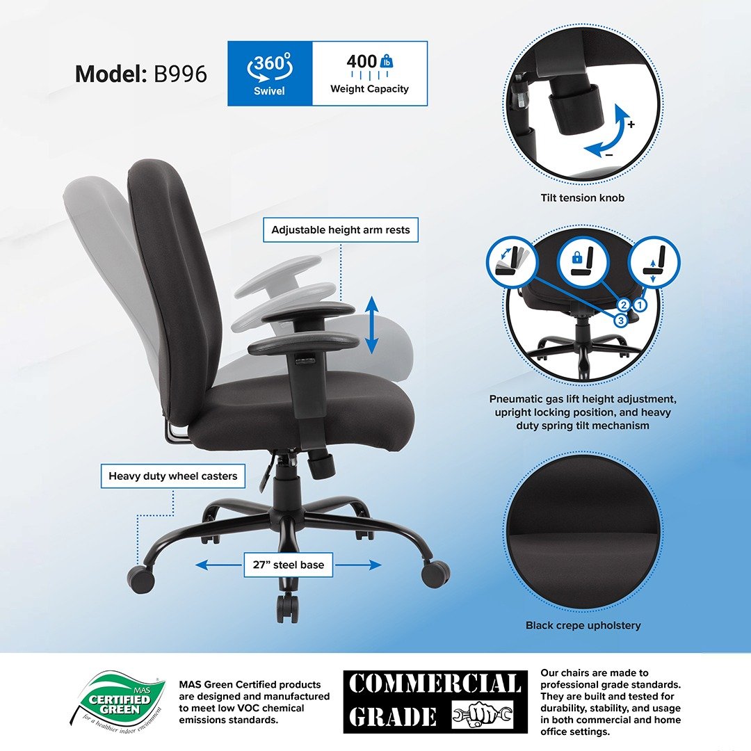 Boss Heavy Duty Task Chair- 400 lbs - Image 7