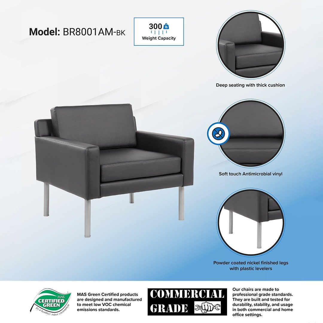 Boss Black Antimicrobial Vinyl Lounge Chair - Image 4