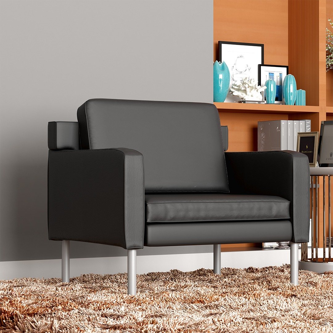 Boss Black Antimicrobial Vinyl Lounge Chair - Image 5