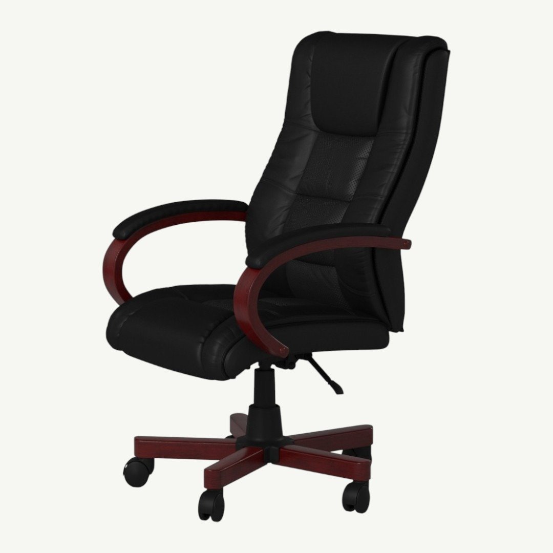 Boss High Back Executive Wood Finished Chair, Mahogany - Image 2