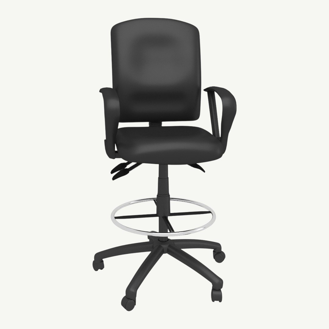 Boss Multi-Function LeatherPlus Drafting Stool W/ Loop Arms - Image 2