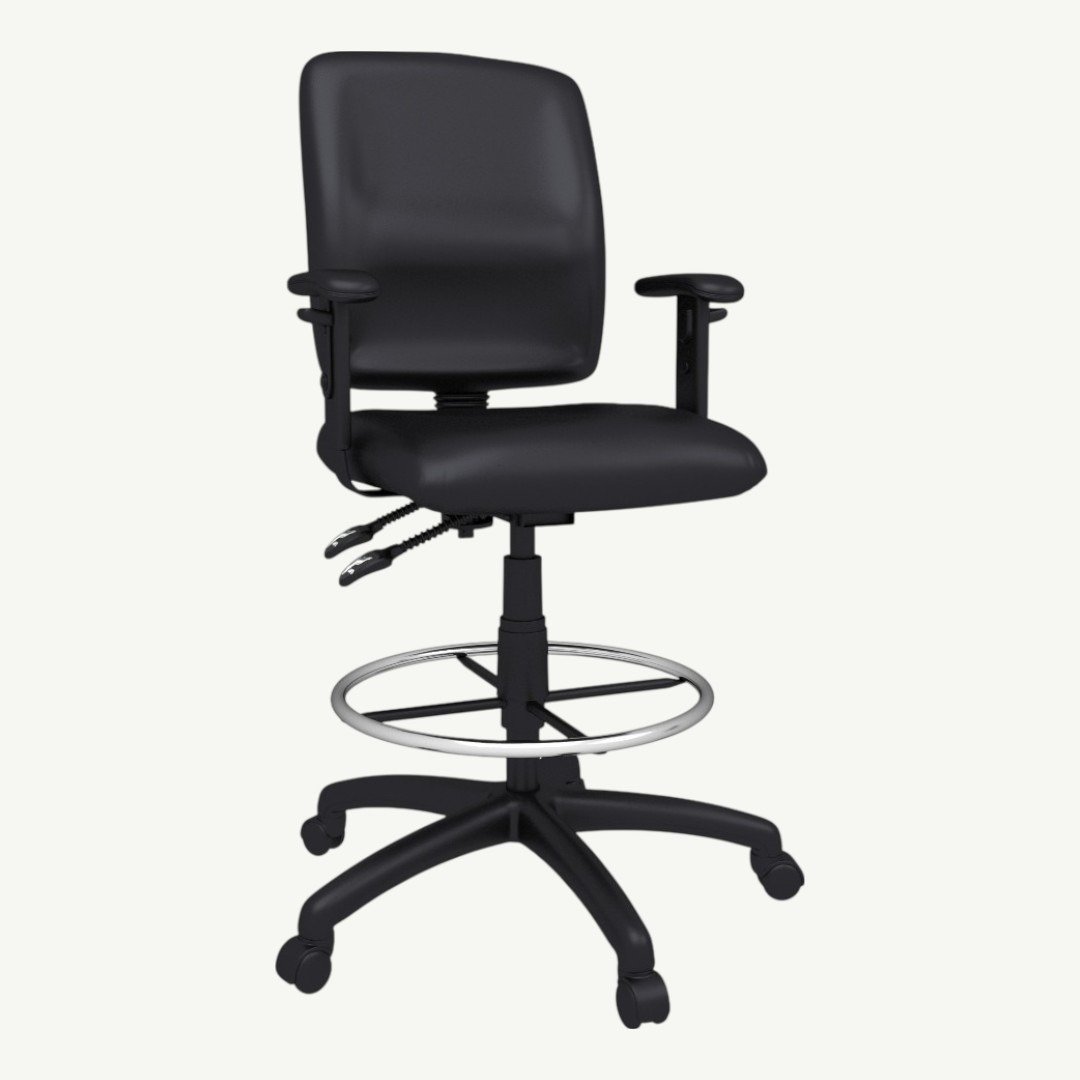 Boss Multi-Function LeatherPlus Drafting Stool W/ Loop Arms - Image 4
