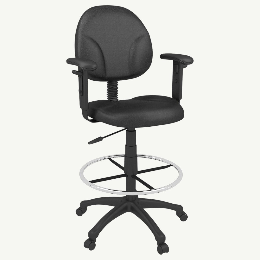 Boss Black Antimicrobial Drafting Stools W/Adj Arms & Footring - Image 4