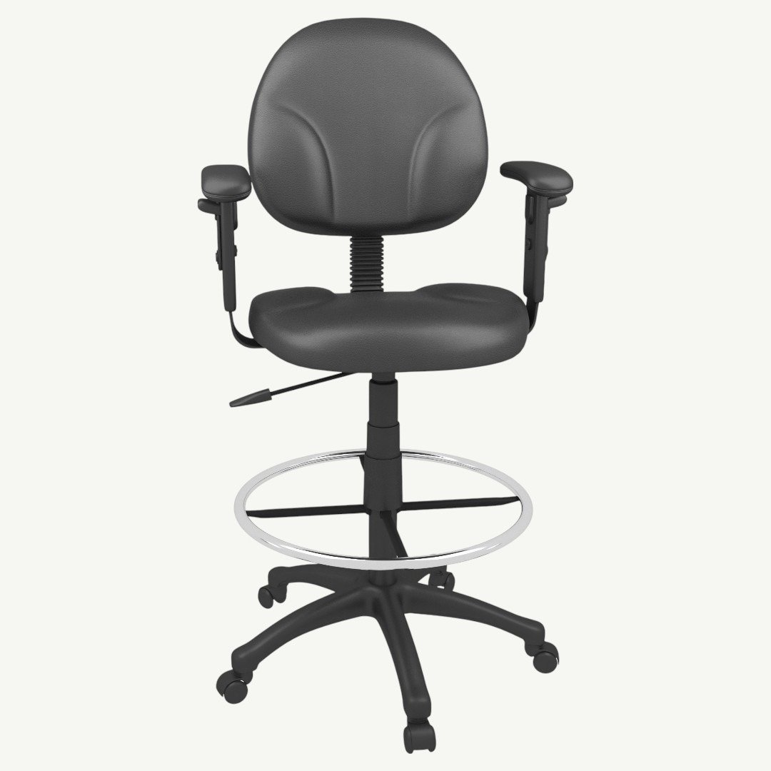 Boss Black Antimicrobial Drafting Stools W/Adj Arms & Footring - Image 2