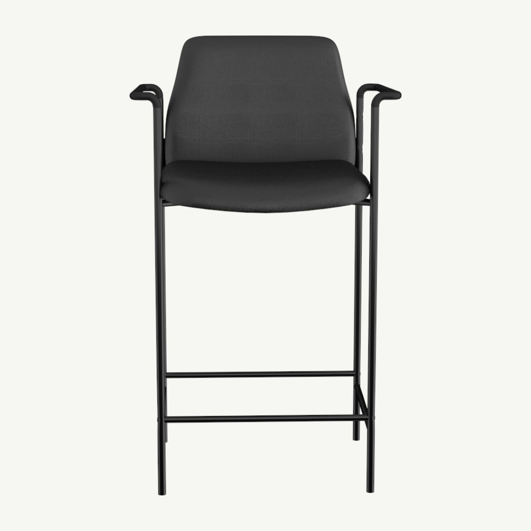 Boss Square Back Diamond Stool W/Arm In Black Caressoft - Image 2