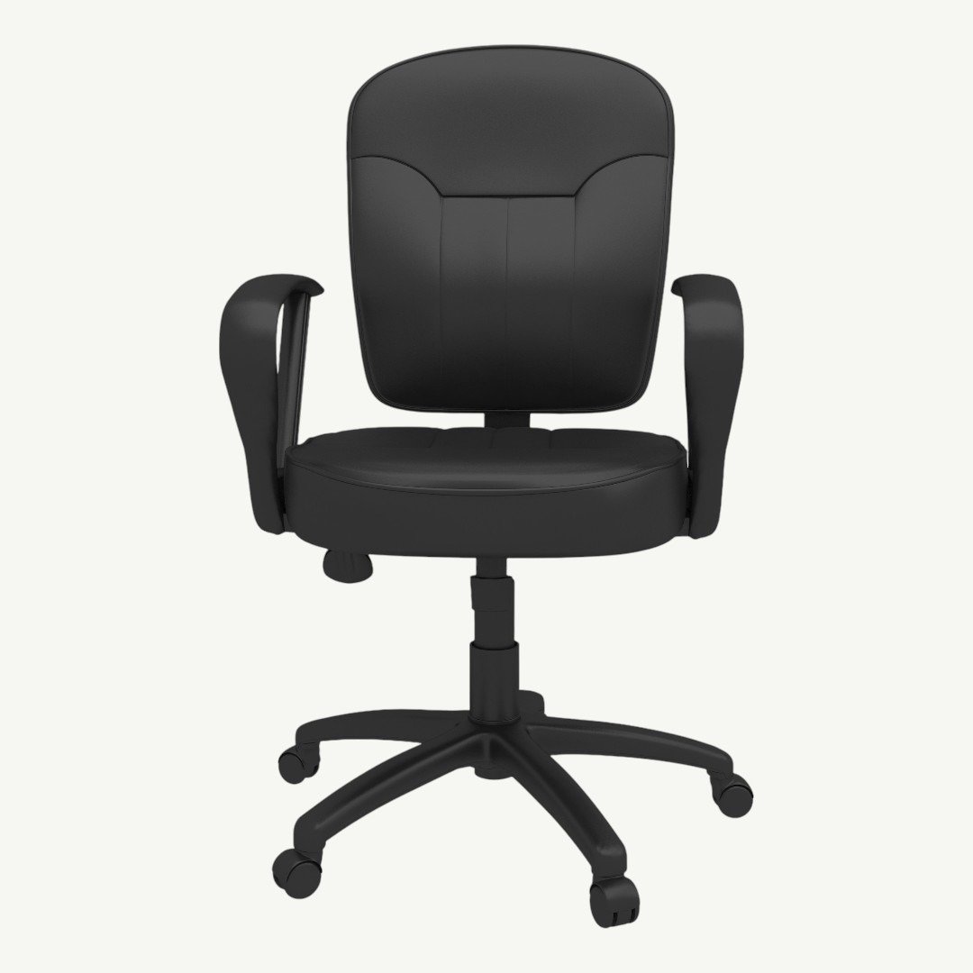 Boss Black Leather Task Chair W/ Loop Arms - Image 2