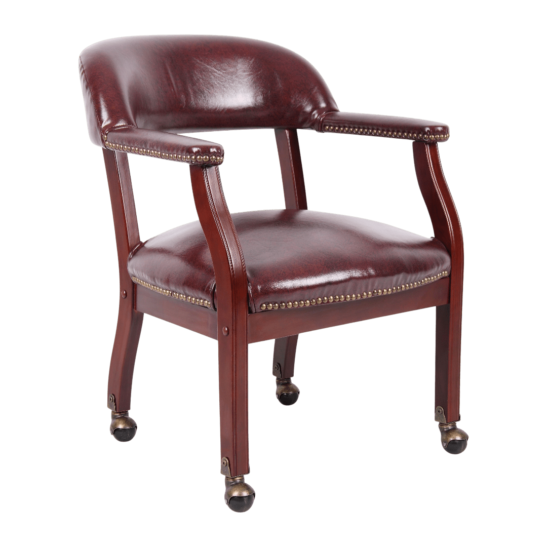 Boss Captain's guest, accent or dining chair in Burgundy Vinyl <br>W/ Casters