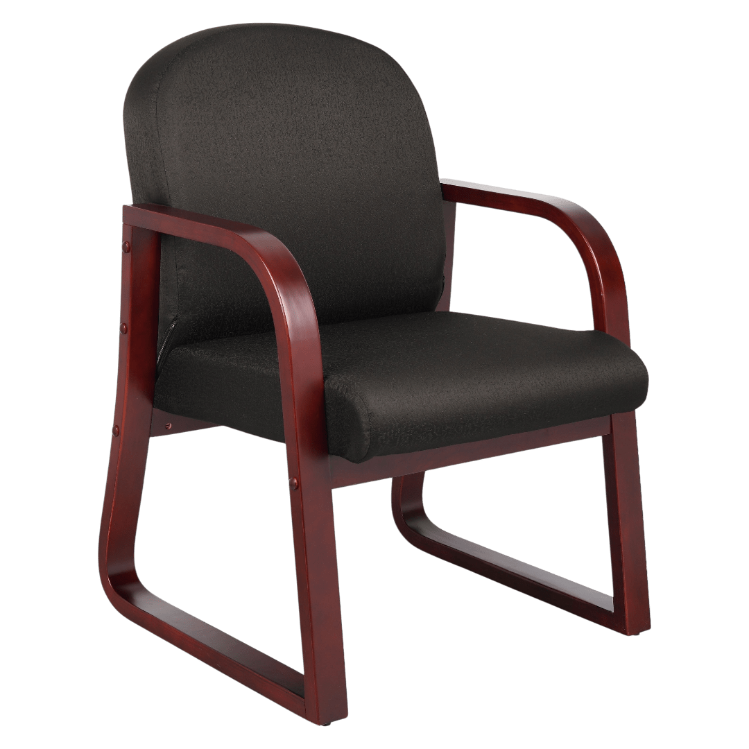 Boss Mahogany Frame guest, accent or dining chair In Black Fabric