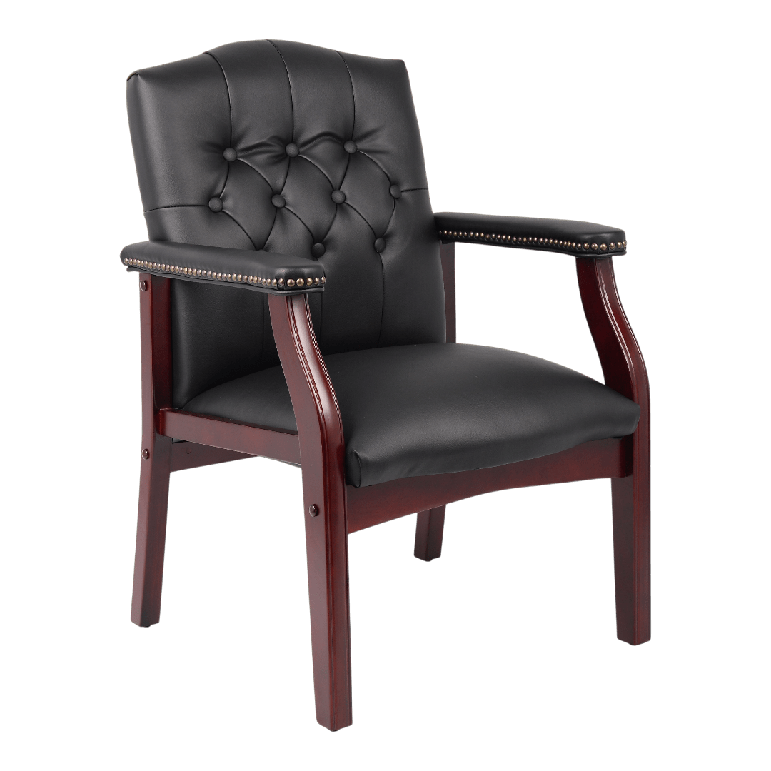 Boss Traditional Black Caressoft guest, accent or dining chair W/ Mahogany Finish