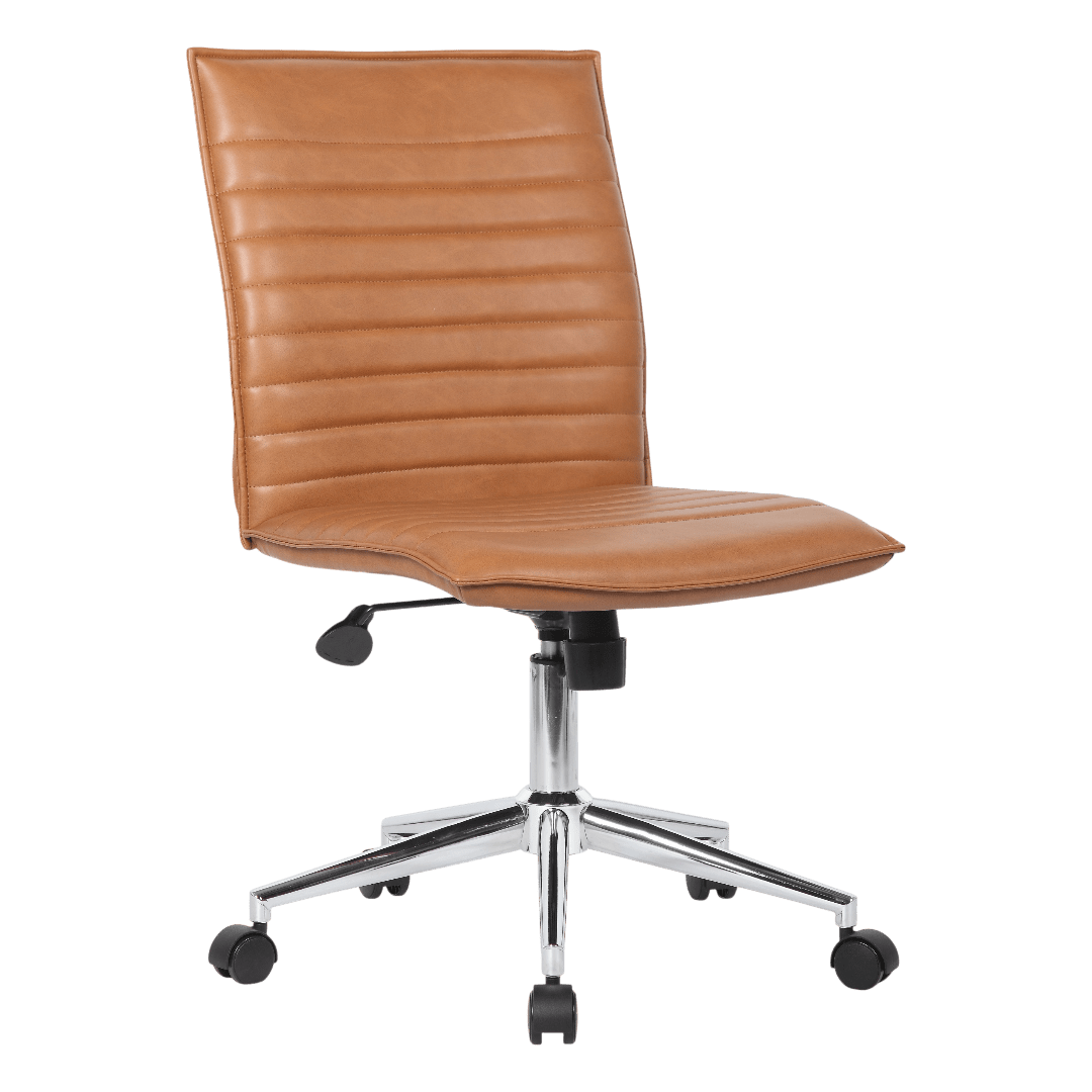 Boss Caramel Vinyl Armless Hospitality Chair