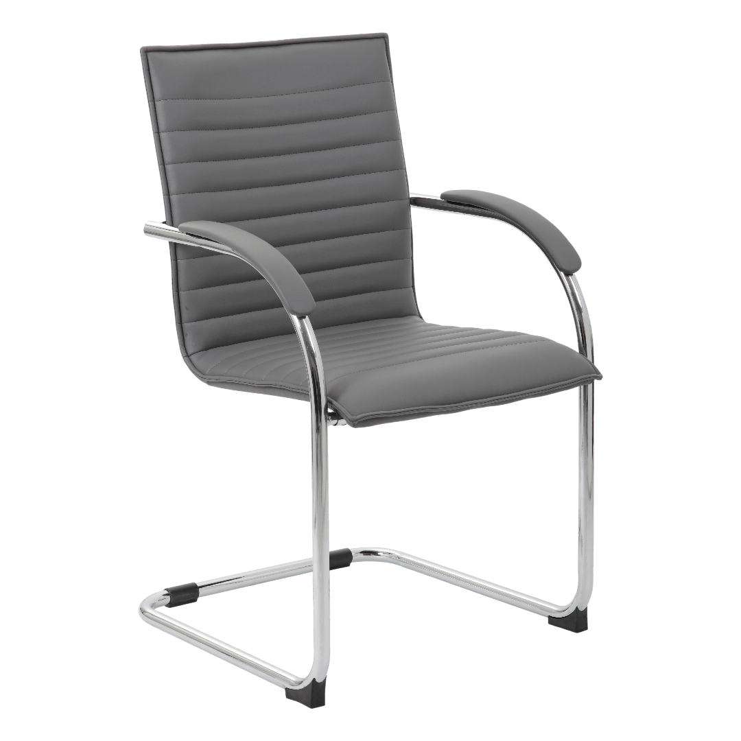 Boss Chrome Frame, Grey Vinyl Side Chair, 2 pack