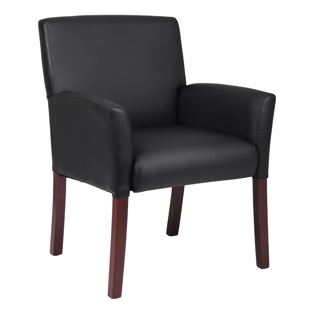 Boss Box Arm guest, accent or dining chair W/Mahogany Finish
