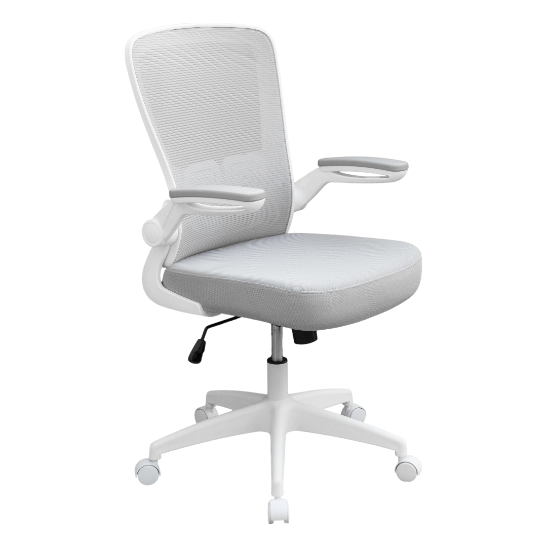 Boss Grey Mesh, Flip Arm, Task Chair, White Frame