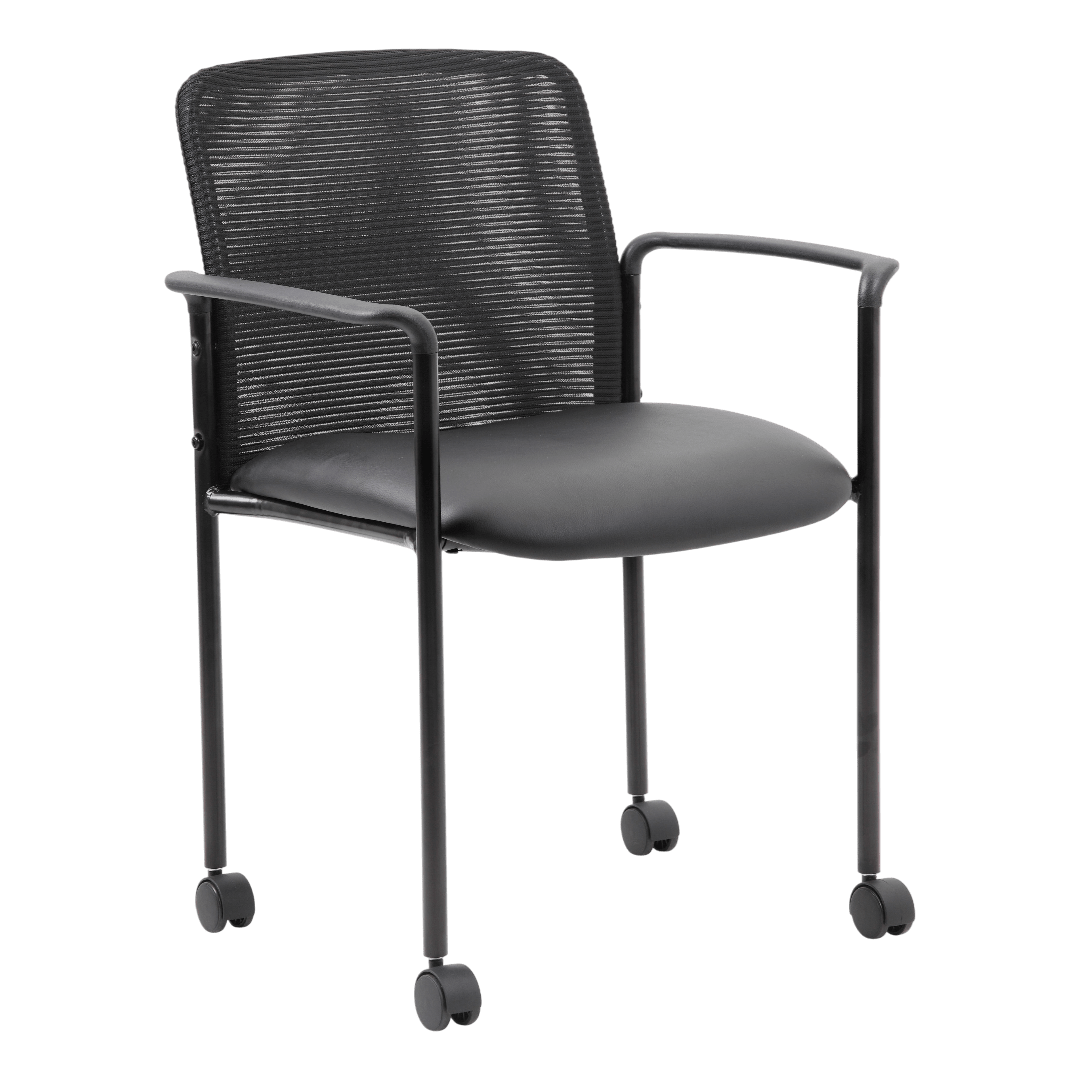 Boss Mesh Guest Chair with Casters, Black