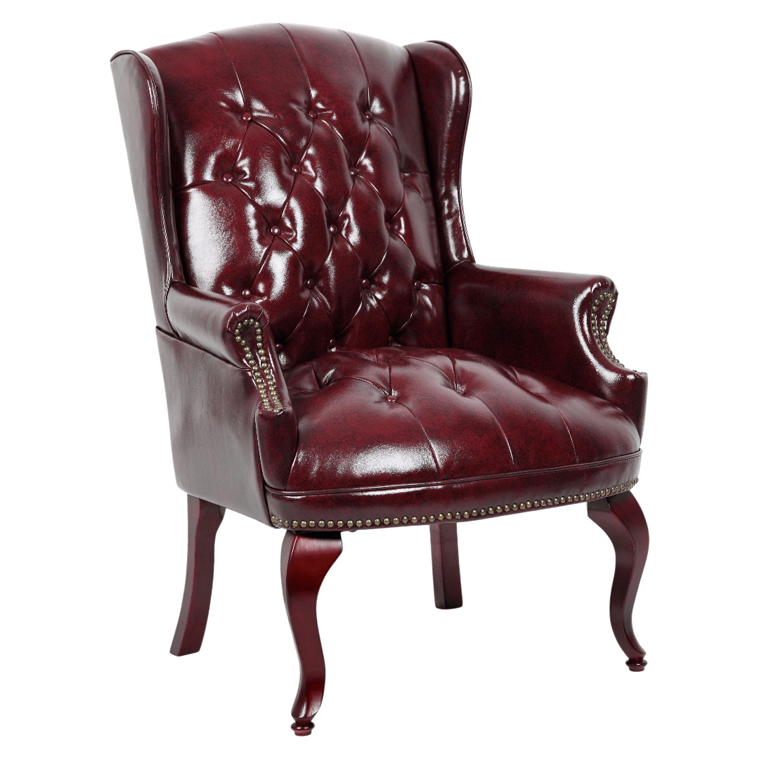 Boss Wingback Traditional Guest Chair In Burgundy