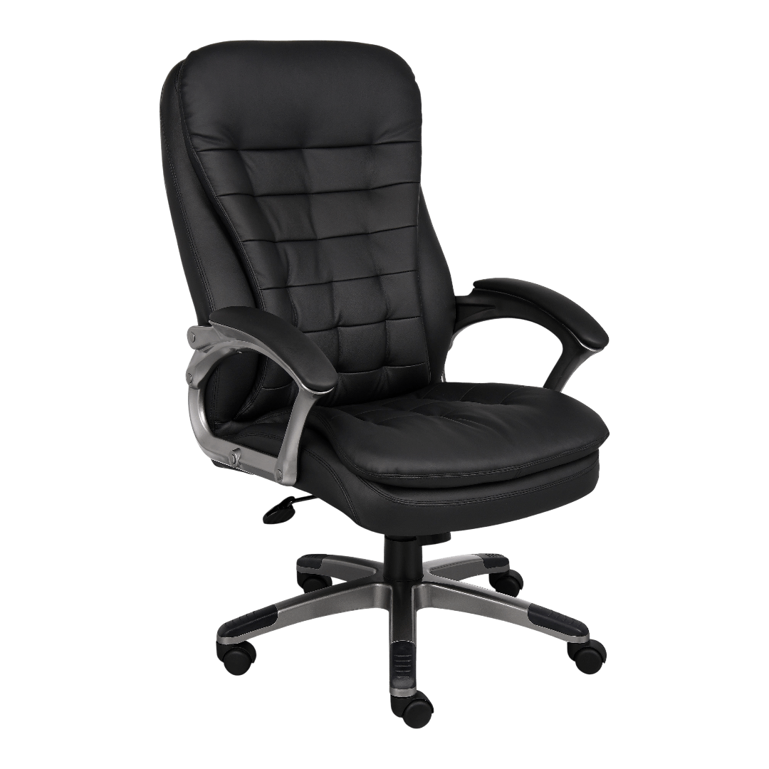 Boss High Back Executive Chair With Pewter Finished Base/Arms