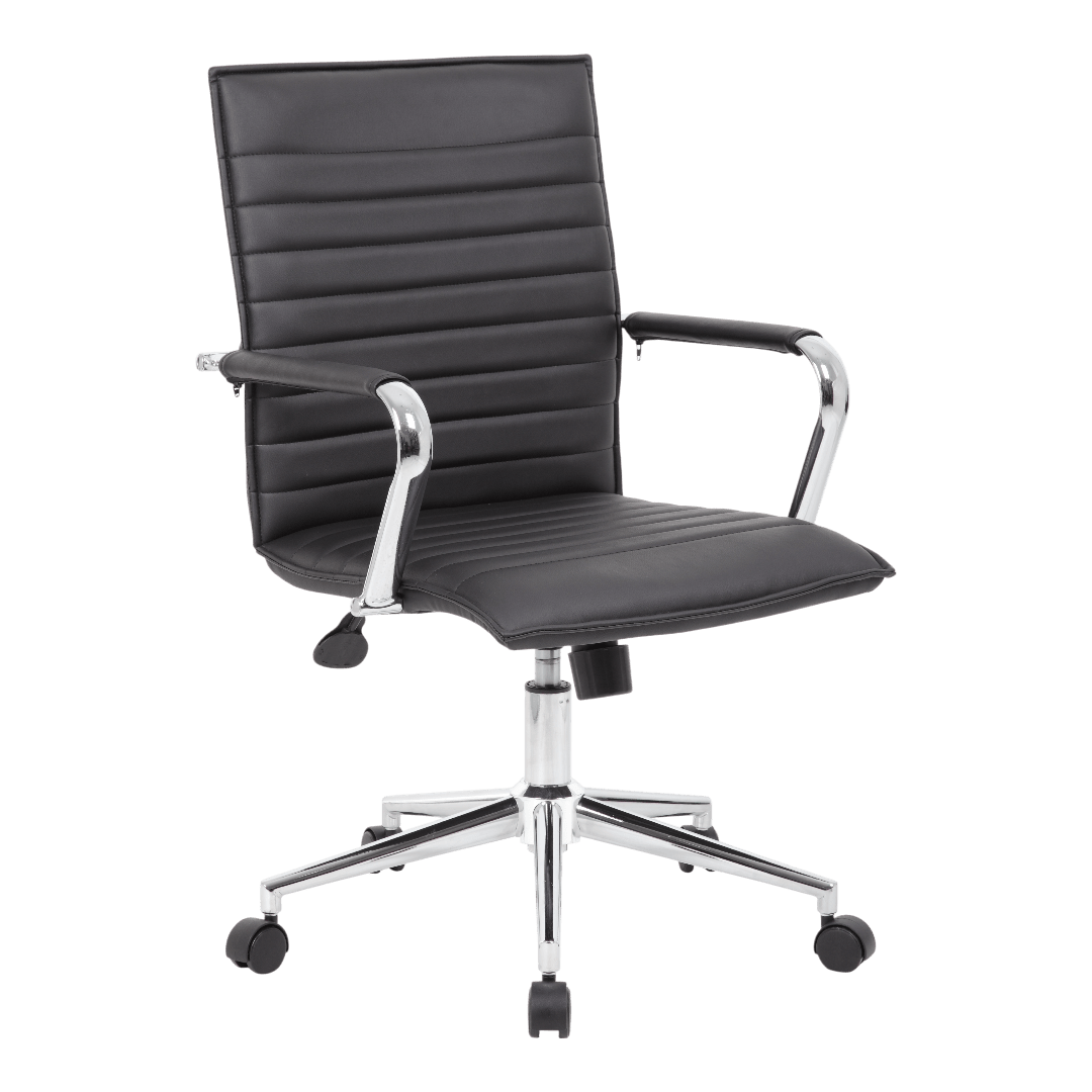 Boss Black Vinyl Hospitality Chair