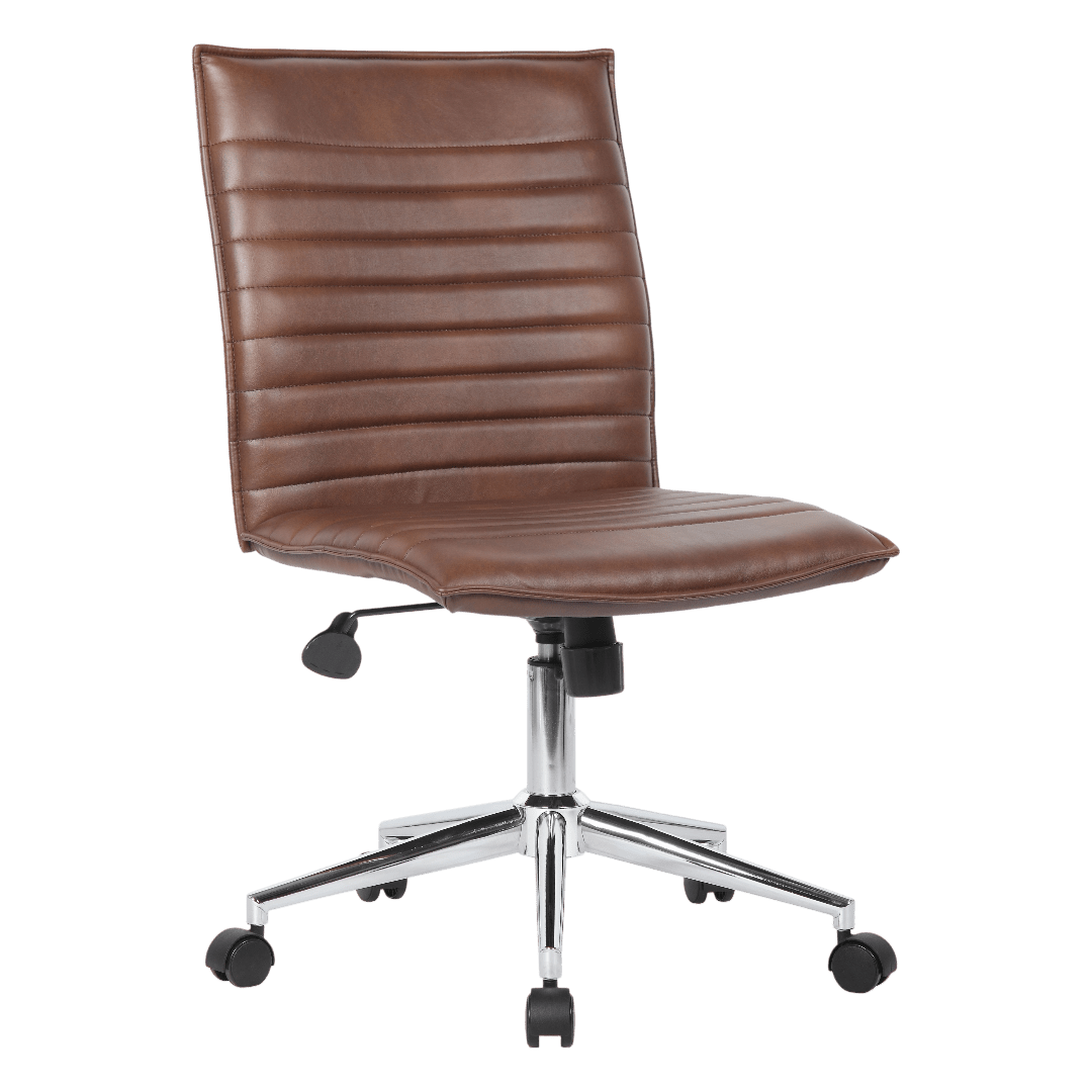 Boss Brown Vinyl Armless Hospitality Chair