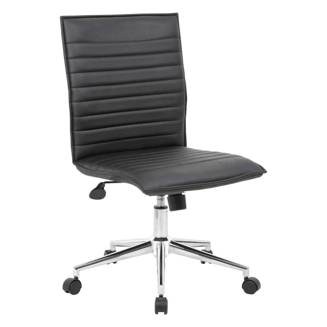 Boss Black Vinyl Armless Hospitality Chair