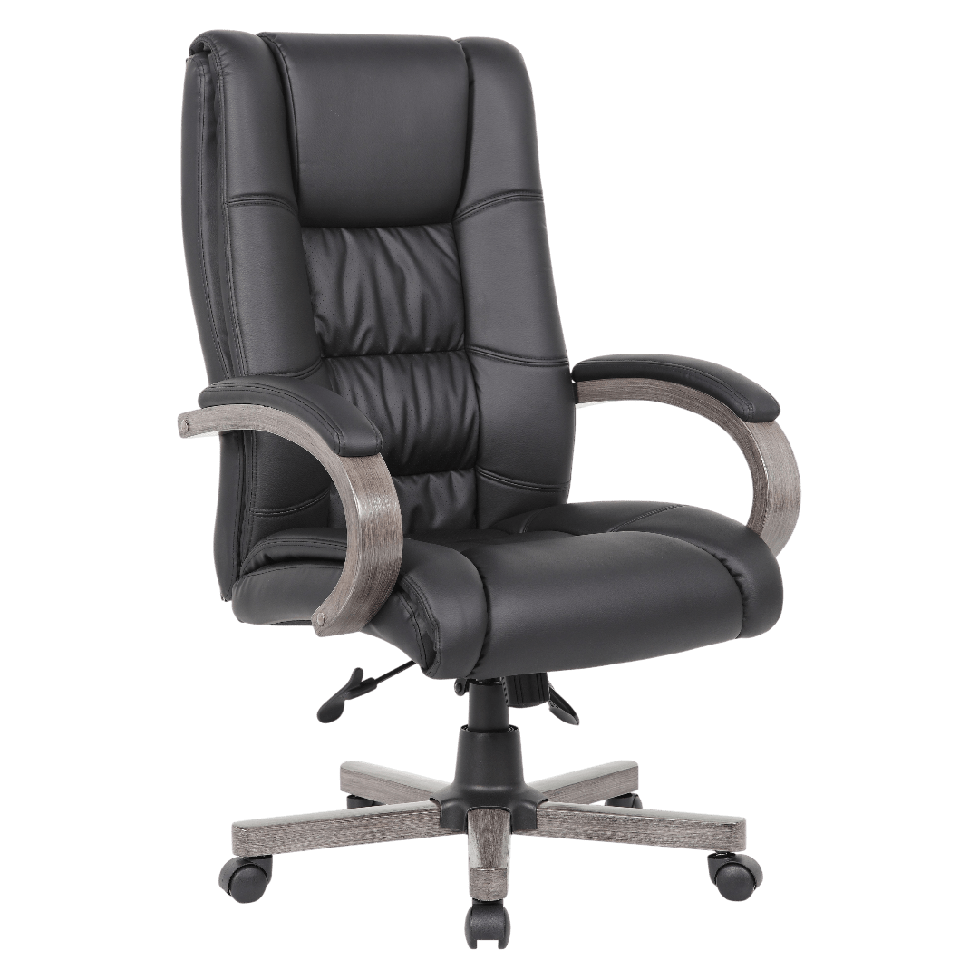 Boss High Back Executive Wood Finished Chair, Grey
