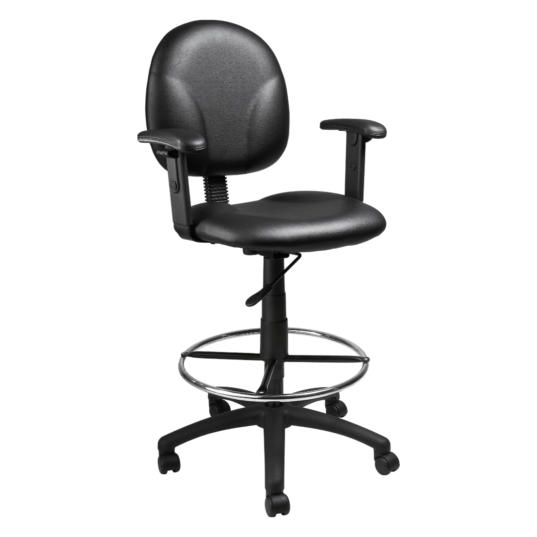 Boss Black Antimicrobial Drafting Stools W/Adj Arms & Footring