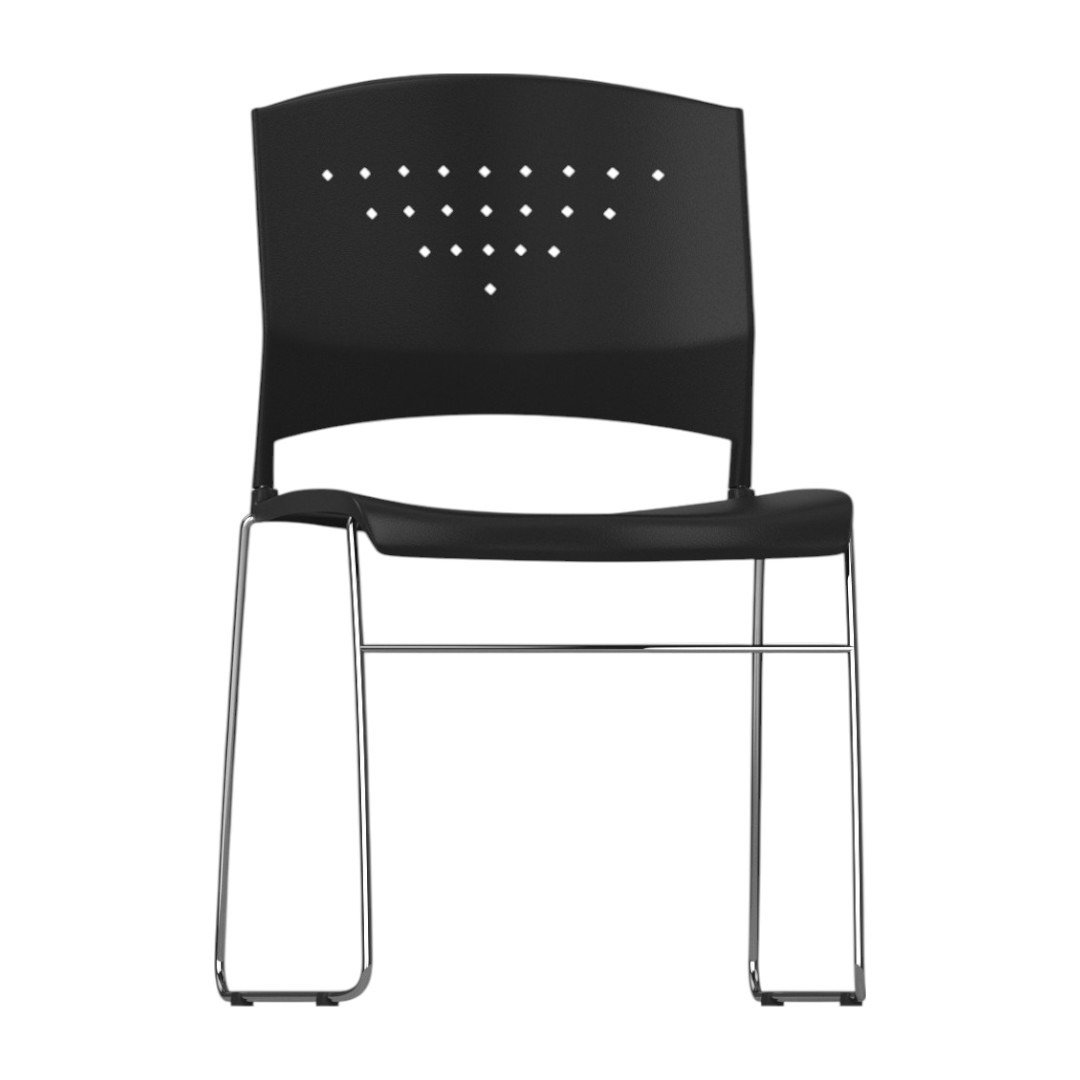Boss Black Stack Chair With Chrome Frame, 1Pc Pack