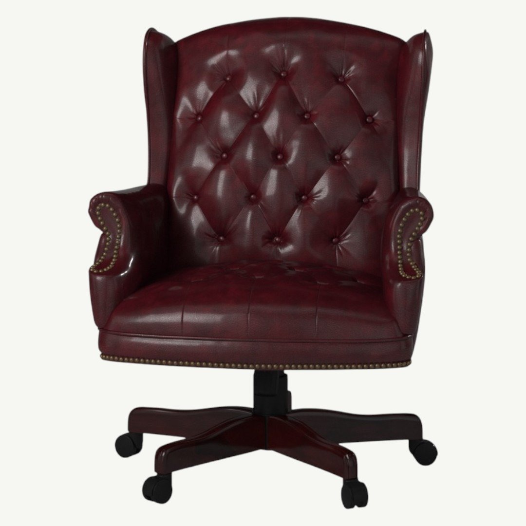 Boss Wingback Traditional Chair In Burgundy - Image 2