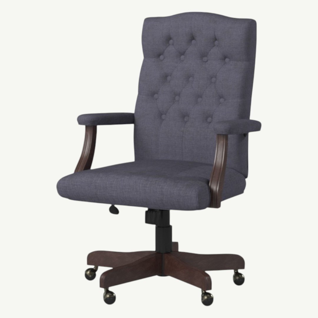 BOSS Executive Slate Grey Commercial Grade Linen Chair With Driftwood Finish Frame - Image 2