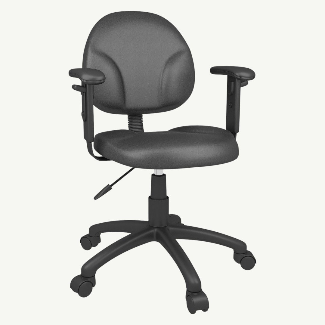 Boss Diamond Task Chair In Black Antimicrobial Vinyl W/ Adjustable Arms - Image 2