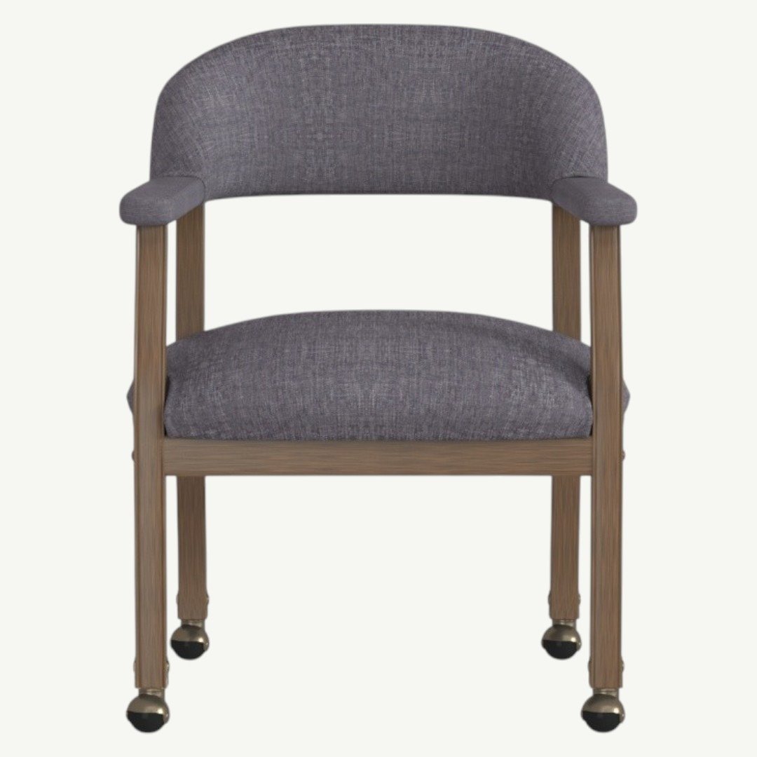 Boss Modern Captain's guest, accent or dining chair in Slate Grade Commercial Grade Linen With Casters - Image 2