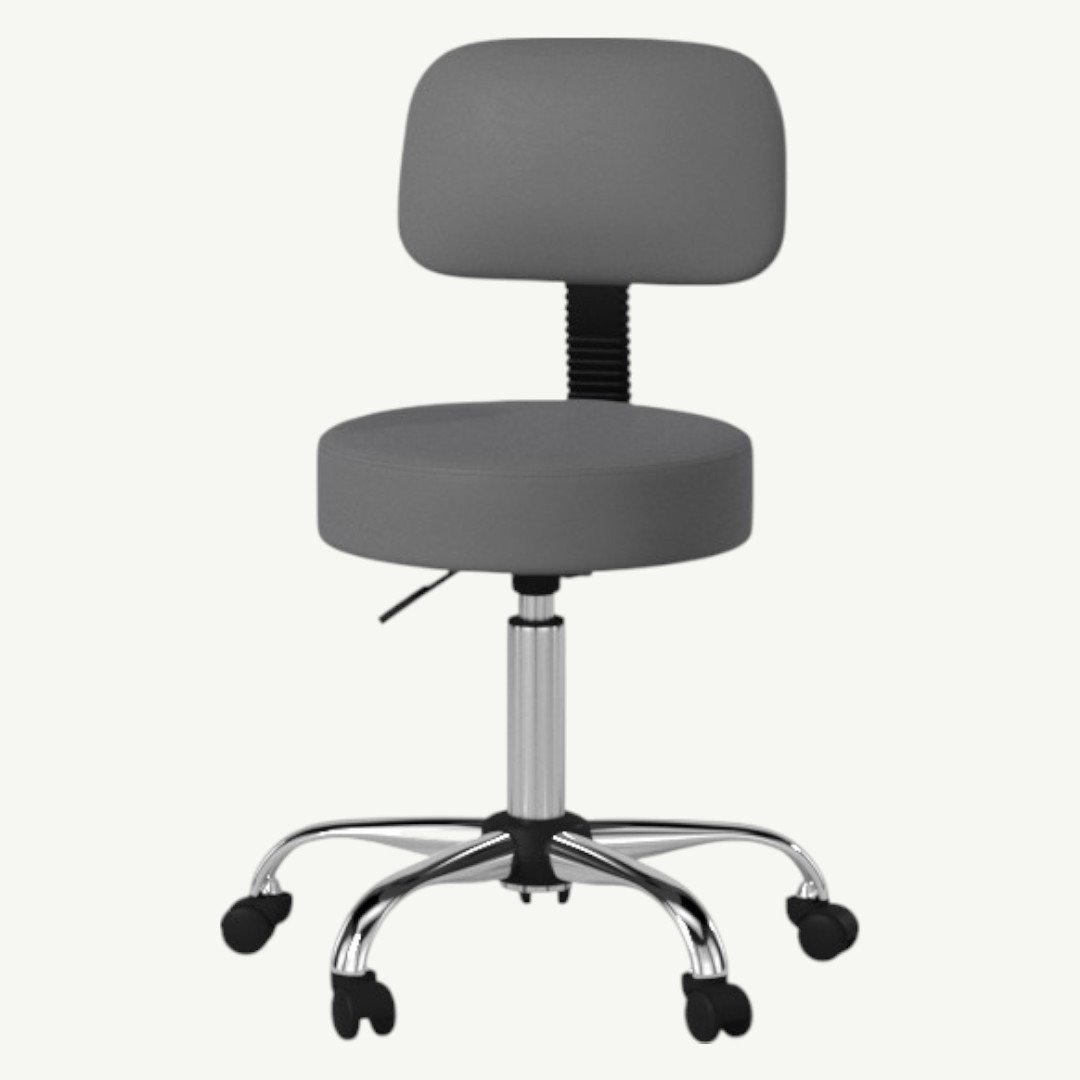 Boss Grey Antimicrobial Medical Stool W/ Back Cushion - Image 2