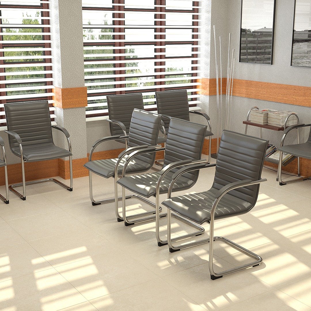 Boss Chrome Frame, Grey Vinyl Side Chair, 2 pack - Image 3